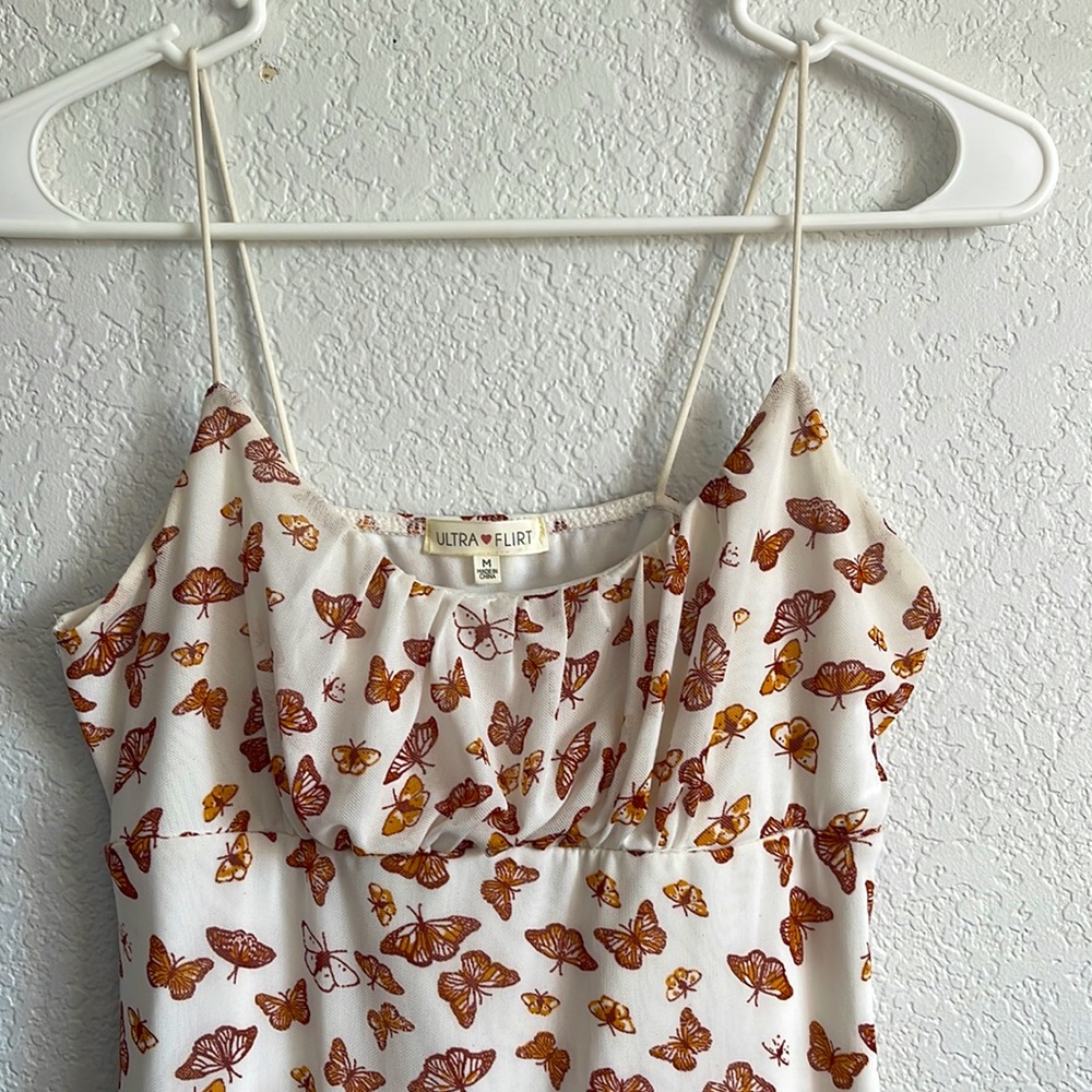 White Mini Dress with Fall Color Butterfly’s